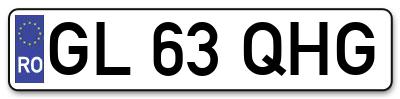 Placuta inmatriculare numar auto  GL-63-QHG, GL 63 QHG, GL63QHG