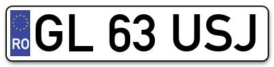 Placuta inmatriculare numar auto  GL-63-USJ, GL 63 USJ, GL63USJ