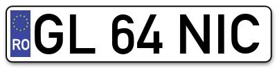 Placuta inmatriculare numar auto  GL-64-NIC, GL 64 NIC, GL64NIC