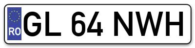 Placuta inmatriculare numar auto  GL-64-NWH, GL 64 NWH, GL64NWH