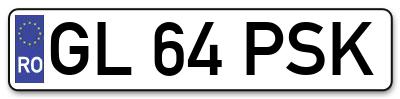 Placuta inmatriculare numar auto  GL-64-PSK, GL 64 PSK, GL64PSK