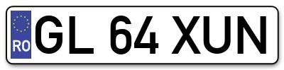 Placuta inmatriculare numar auto  GL-64-XUN, GL 64 XUN, GL64XUN