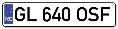 Placuta inmatriculare numar auto  GL-640-OSF, GL 640 OSF, GL640OSF