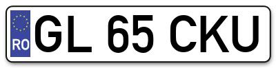 Placuta inmatriculare numar auto  GL-65-CKU, GL 65 CKU, GL65CKU