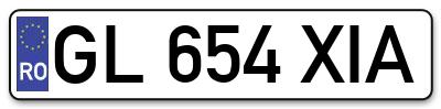 Placuta inmatriculare numar auto  GL-654-XIA, GL 654 XIA, GL654XIA