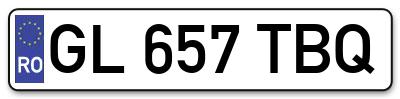 Placuta inmatriculare numar auto  GL-657-TBQ, GL 657 TBQ, GL657TBQ