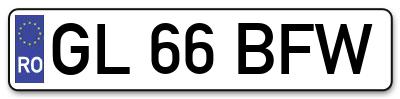 Placuta inmatriculare numar auto  GL-66-BFW, GL 66 BFW, GL66BFW