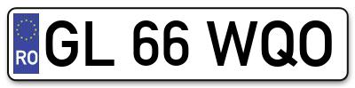 Placuta inmatriculare numar auto  GL-66-WQO, GL 66 WQO, GL66WQO