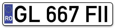 Placuta inmatriculare numar auto  GL-667-FII, GL 667 FII, GL667FII