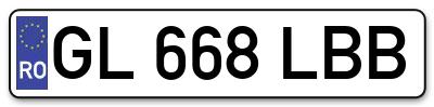 Placuta inmatriculare numar auto  GL-668-LBB, GL 668 LBB, GL668LBB