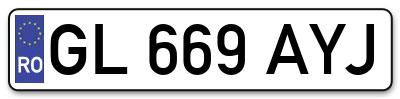 Placuta inmatriculare numar auto  GL-669-AYJ, GL 669 AYJ, GL669AYJ