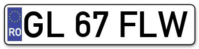 Placuta inmatriculare numar auto  GL-67-FLW, GL 67 FLW, GL67FLW