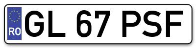 Placuta inmatriculare numar auto  GL-67-PSF, GL 67 PSF, GL67PSF