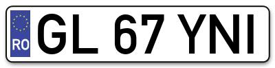 Placuta inmatriculare numar auto  GL-67-YNI, GL 67 YNI, GL67YNI