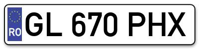 Placuta inmatriculare numar auto  GL-670-PHX, GL 670 PHX, GL670PHX