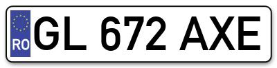 Placuta inmatriculare numar auto  GL-672-AXE, GL 672 AXE, GL672AXE