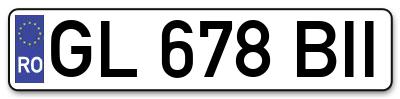 Placuta inmatriculare numar auto  GL-678-BII, GL 678 BII, GL678BII