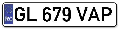 Placuta inmatriculare numar auto  GL-679-VAP, GL 679 VAP, GL679VAP