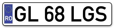 Placuta inmatriculare numar auto  GL-68-LGS, GL 68 LGS, GL68LGS
