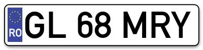 Placuta inmatriculare numar auto  GL-68-MRY, GL 68 MRY, GL68MRY