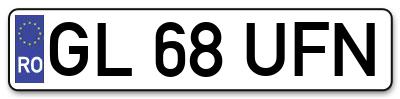 Placuta inmatriculare numar auto  GL-68-UFN, GL 68 UFN, GL68UFN