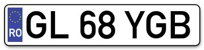 Placuta inmatriculare numar auto  GL-68-YGB, GL 68 YGB, GL68YGB