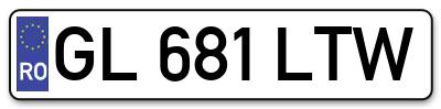 Placuta inmatriculare numar auto  GL-681-LTW, GL 681 LTW, GL681LTW