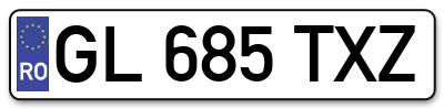 Placuta inmatriculare numar auto  GL-685-TXZ, GL 685 TXZ, GL685TXZ