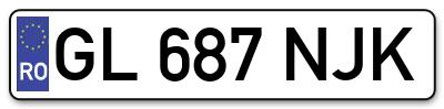 Placuta inmatriculare numar auto  GL-687-NJK, GL 687 NJK, GL687NJK