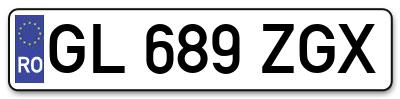 Placuta inmatriculare numar auto  GL-689-ZGX, GL 689 ZGX, GL689ZGX