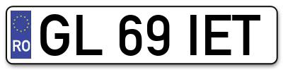 Placuta inmatriculare numar auto  GL-69-IET, GL 69 IET, GL69IET