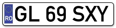 Placuta inmatriculare numar auto  GL-69-SXY, GL 69 SXY, GL69SXY