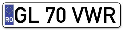 Placuta inmatriculare numar auto  GL-70-VWR, GL 70 VWR, GL70VWR