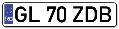 Placuta inmatriculare numar auto  GL-70-ZDB, GL 70 ZDB, GL70ZDB