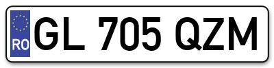 Placuta inmatriculare numar auto  GL-705-QZM, GL 705 QZM, GL705QZM