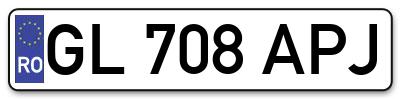 Placuta inmatriculare numar auto  GL-708-APJ, GL 708 APJ, GL708APJ