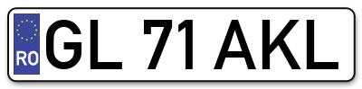 Placuta inmatriculare numar auto  GL-71-AKL, GL 71 AKL, GL71AKL