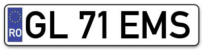 Placuta inmatriculare numar auto  GL-71-EMS, GL 71 EMS, GL71EMS