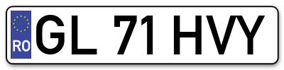 Placuta inmatriculare numar auto  GL-71-HVY, GL 71 HVY, GL71HVY