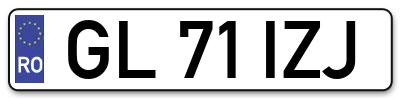 Placuta inmatriculare numar auto  GL-71-IZJ, GL 71 IZJ, GL71IZJ
