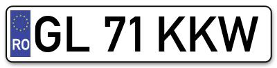 Placuta inmatriculare numar auto  GL-71-KKW, GL 71 KKW, GL71KKW