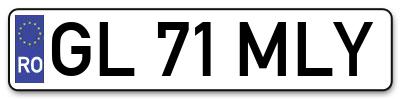 Placuta inmatriculare numar auto  GL-71-MLY, GL 71 MLY, GL71MLY