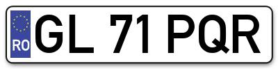 Placuta inmatriculare numar auto  GL-71-PQR, GL 71 PQR, GL71PQR
