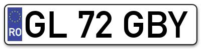 Placuta inmatriculare numar auto  GL-72-GBY, GL 72 GBY, GL72GBY