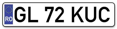 Placuta inmatriculare numar auto  GL-72-KUC, GL 72 KUC, GL72KUC
