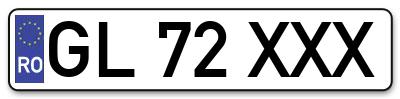 Placuta inmatriculare numar auto  GL-72-XXX, GL 72 XXX, GL72XXX