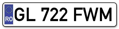 Placuta inmatriculare numar auto  GL-722-FWM, GL 722 FWM, GL722FWM