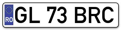 Placuta inmatriculare numar auto  GL-73-BRC, GL 73 BRC, GL73BRC