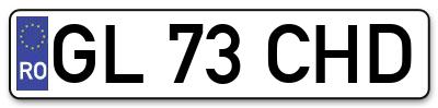 Placuta inmatriculare numar auto  GL-73-CHD, GL 73 CHD, GL73CHD