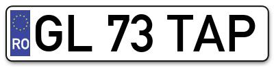 Placuta inmatriculare numar auto  GL-73-TAP, GL 73 TAP, GL73TAP
